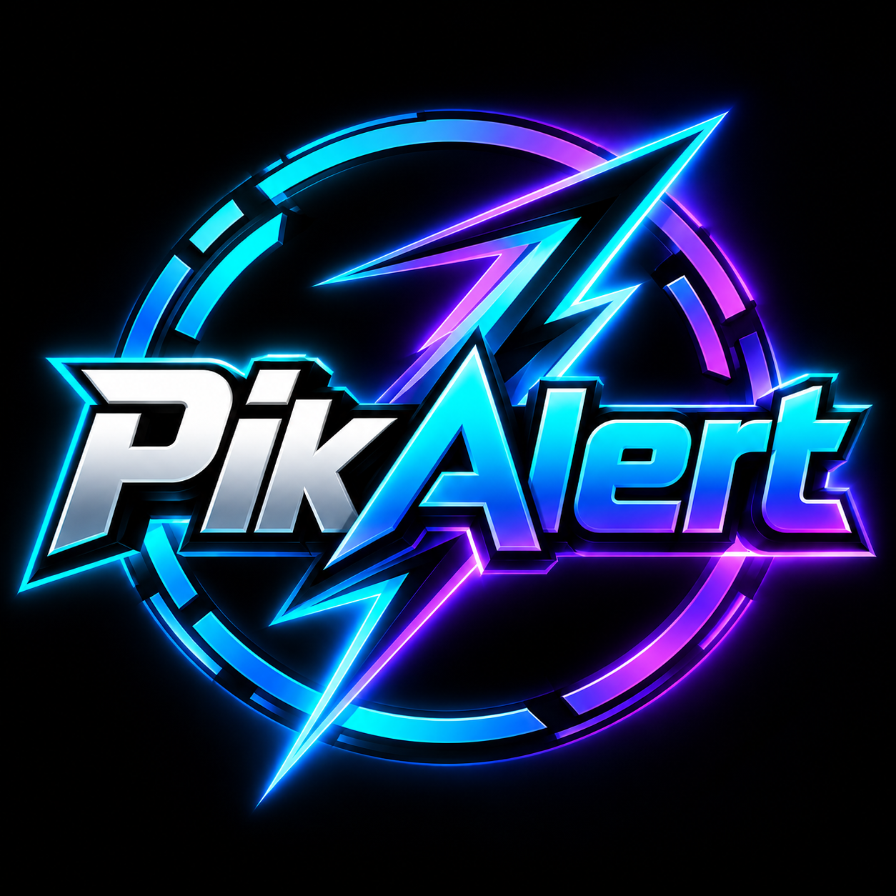 PikAlert electric cyan and purple lightning logo